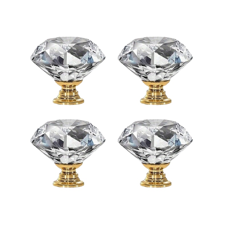 Crystal Glass Cabinet Knobs Diamond Drawer Handles 4