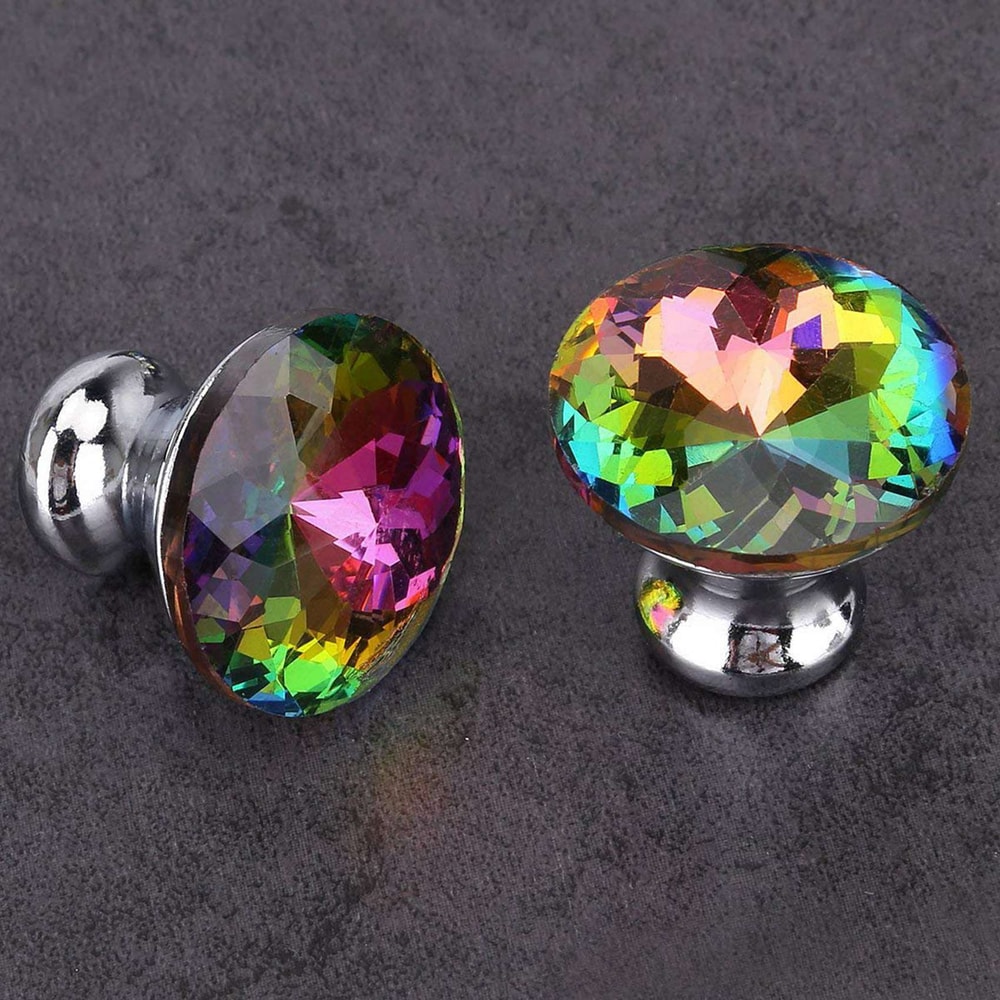 Colorful Crystal Cabinet Knobs Pack Glass Drawer Pulls