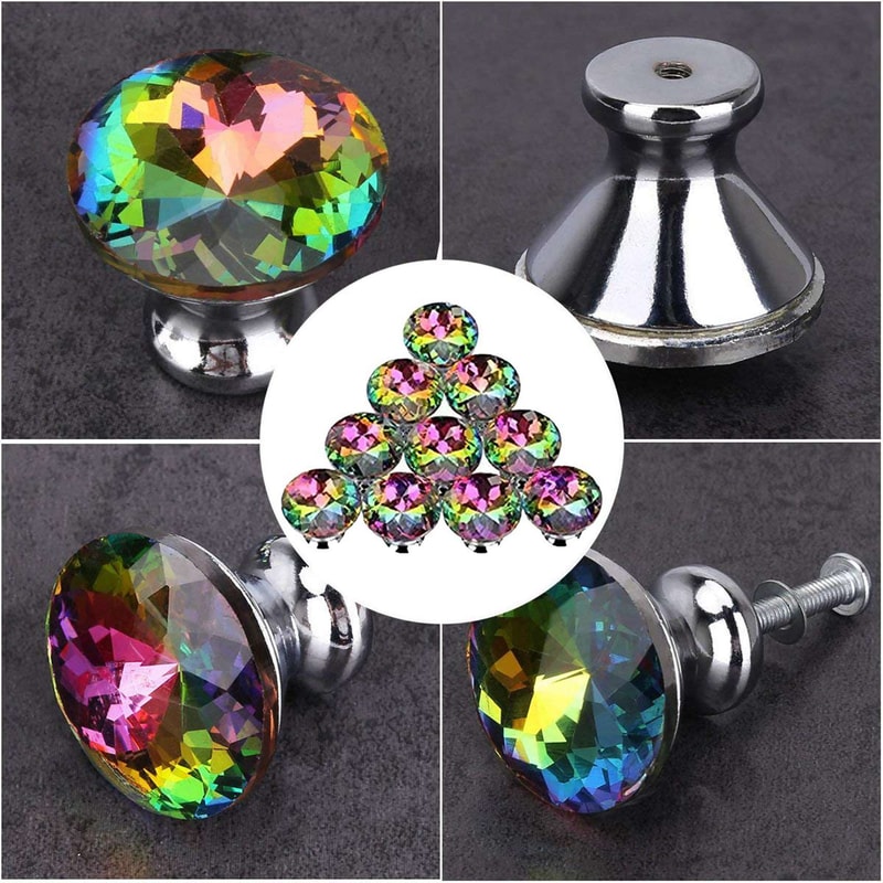 Colorful Crystal Cabinet Knobs Pack Glass Drawer Pulls