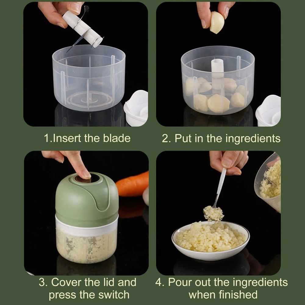 Wireless Electric Garlic Chopper USB Rechargeable Mini Food Processor