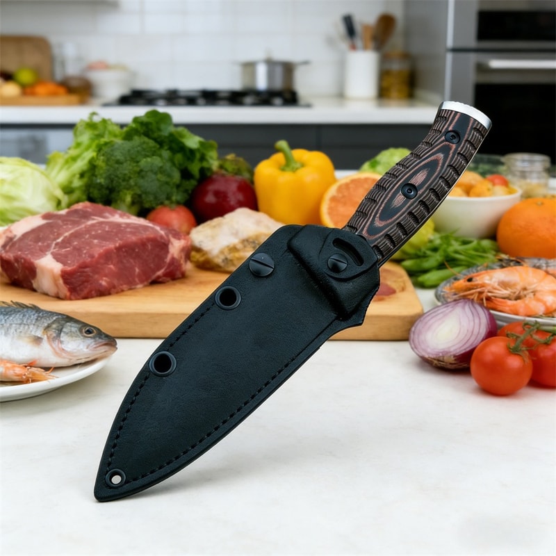 Steel Fixed Blade Utility Knife with Handle and Sheath