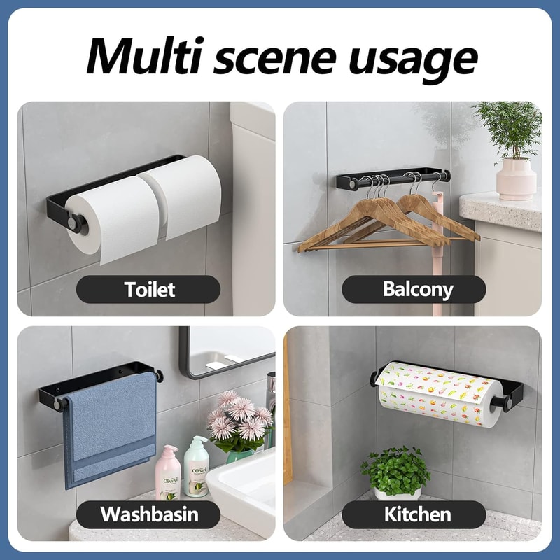 Stainless Steel Paper Towel Holder Wall Mount Self Adhesive Or Drill Install Kitchen Organizer 1