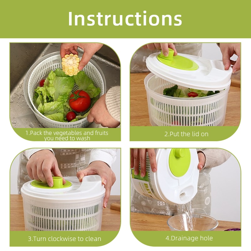 Manual Vegetable Dehydrator Salad Spinner Hand Crank Fruit Drain Basket For Quick Kitchen Drying 4
