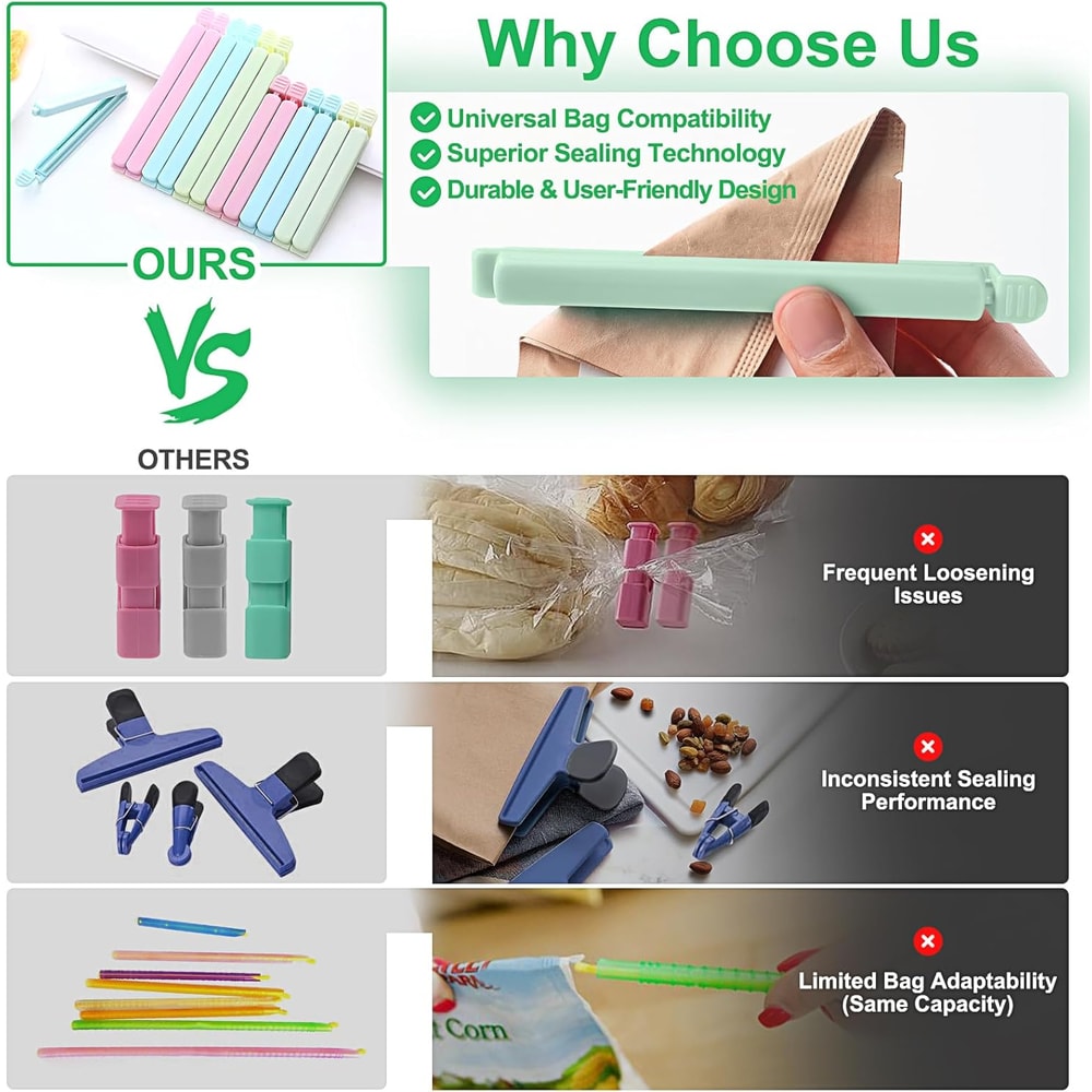 Reusable Airtight Food Bag Clips Chip And Cereal Sealers 5