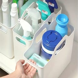 under sink cleaning supplies organizer basket for home storage
