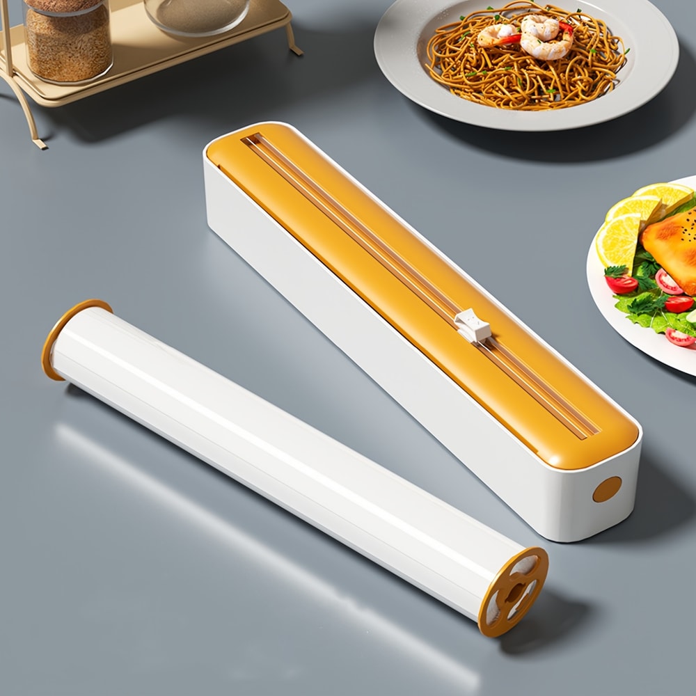 Plastic Wrap Foil Dispenser With Slide Cutter Durable Kitchen Organizer 1