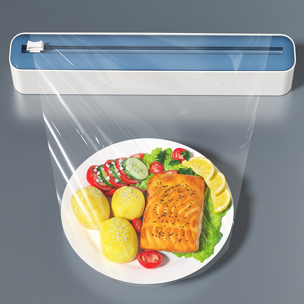 Plastic Wrap Foil Dispenser With Slide Cutter Durable Kitchen Organizer 3