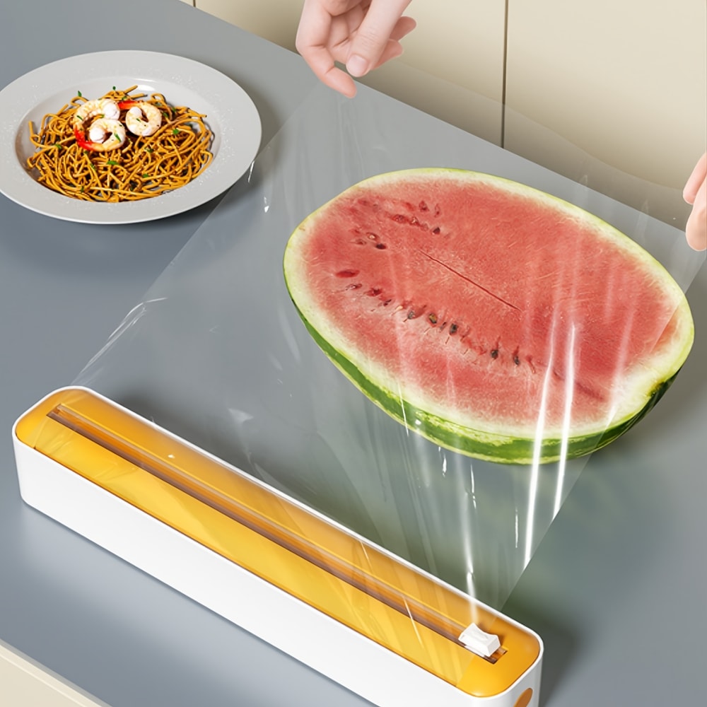 Plastic Wrap Foil Dispenser With Slide Cutter Durable Kitchen Organizer 4