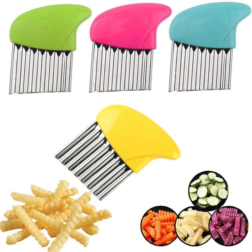 Multi Use Crinkle Cutter French Fry Cutter Vegetable Slicer For Perfect Wavy Chips 0