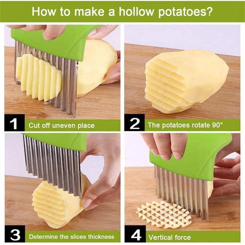 Multi Use Crinkle Cutter French Fry Cutter Vegetable Slicer For Perfect Wavy Chips 5