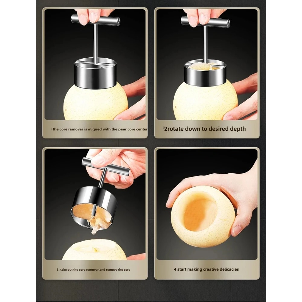 Stainless Steel Apple Corer Tool Easy Twist Fruit Core Remover for Apples and Pears