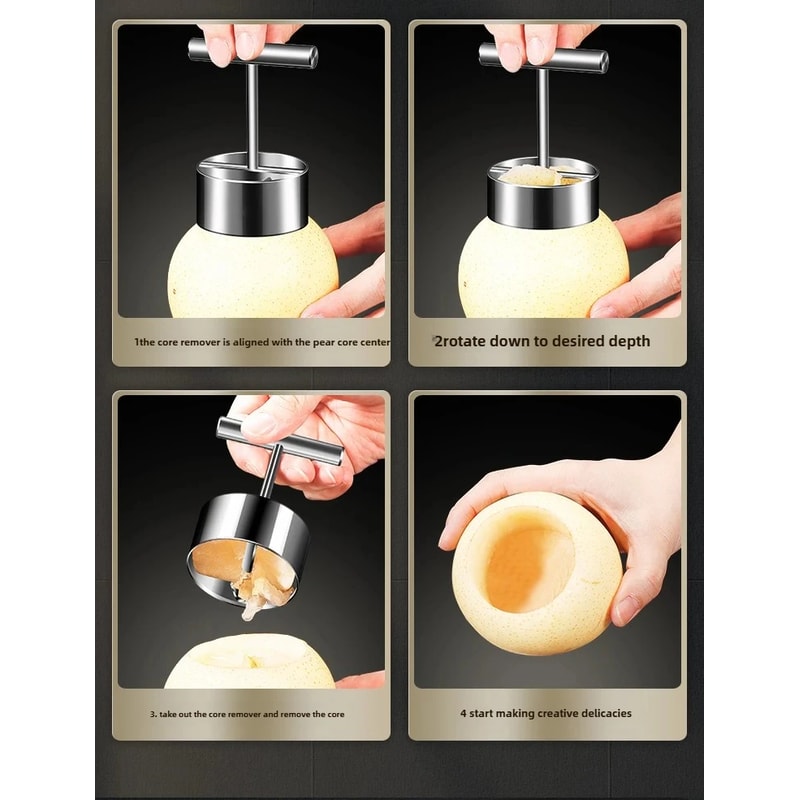 Stainless Steel Apple Corer Tool Easy Twist Fruit Core Remover for Apples and Pears