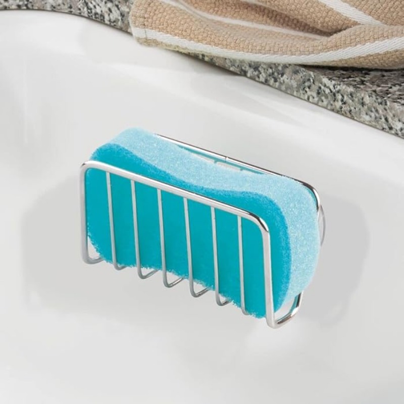 Suction Cup Sponge Holder Stainless Steel Sink Organizer Kitchen Caddy Rack 3