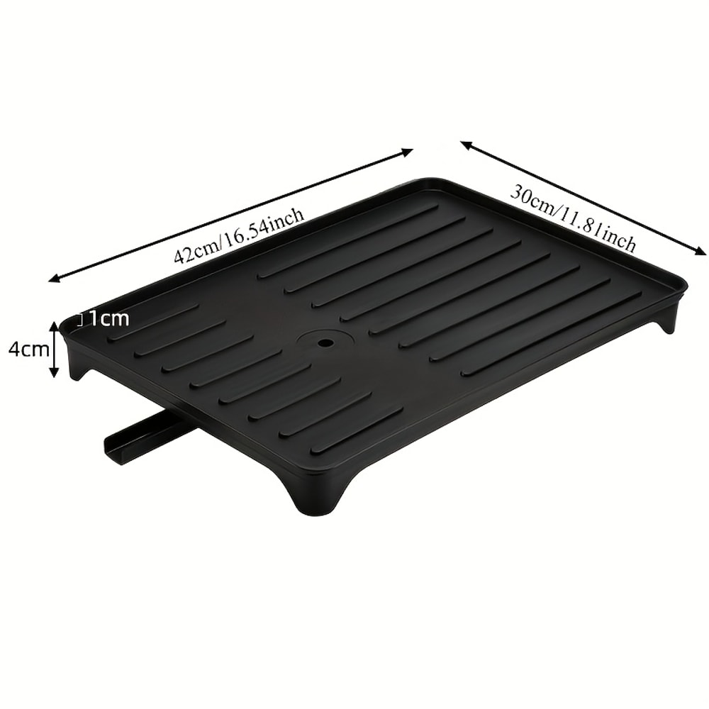 Heavy Duty Under Sink Storage Organizer with Drain Board Dish Drying Rack Clog Resistant Drain System