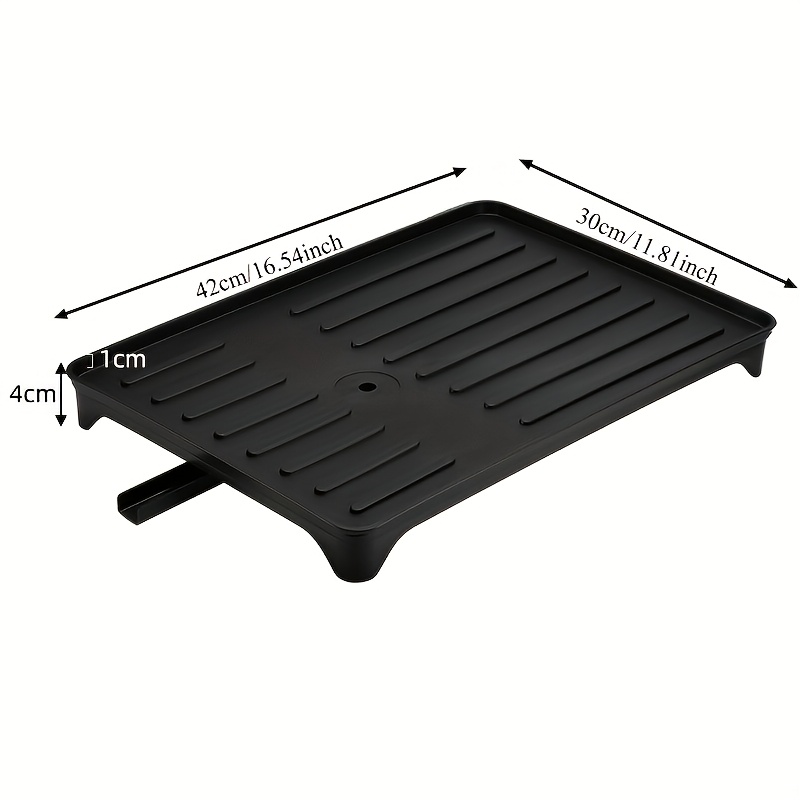 Heavy Duty Under Sink Storage Organizer with Drain Board Dish Drying Rack Clog Resistant Drain System