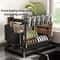 Heavy Duty Under Sink Storage Organizer with Drain Board Dish Drying Rack Clog Resistant Drain System