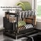 Heavy Duty Under Sink Storage Organizer with Drain Board Dish Drying Rack Clog Resistant Drain System