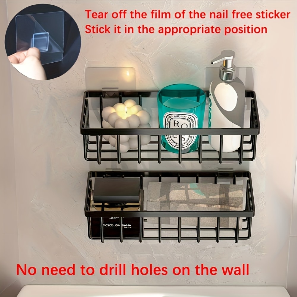 Self Draining Kitchen Sink Sponge Holder & Rag Organizer Rack Large Capacity Countertop Storage Caddy