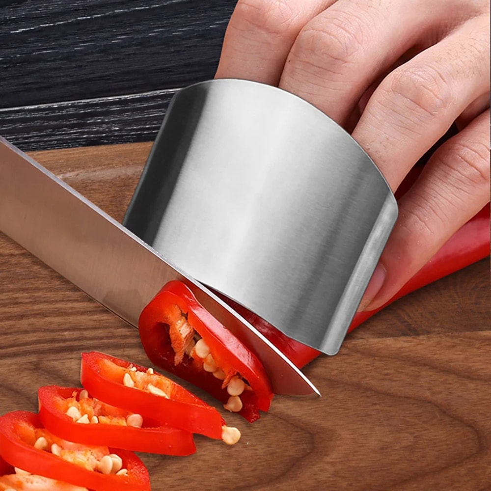 Stainless Steel Finger Protector Kitchen Finger Guard for Cutting Vegetables & Meat Safety Tool
