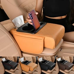car armrest cushion with storage and cup holders center console organizer