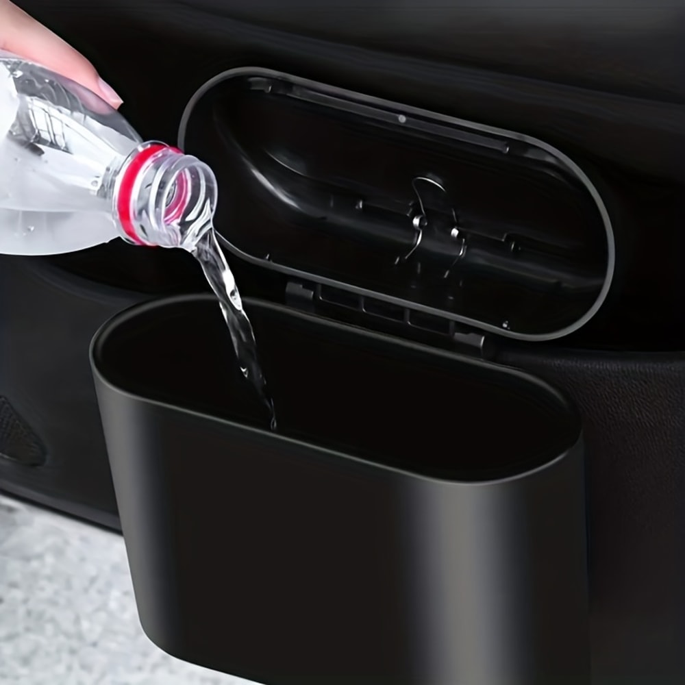 Compact Car Trash Can Mini Car Garbage Bin with Leakproof Lid and Space Saving Car Organizer