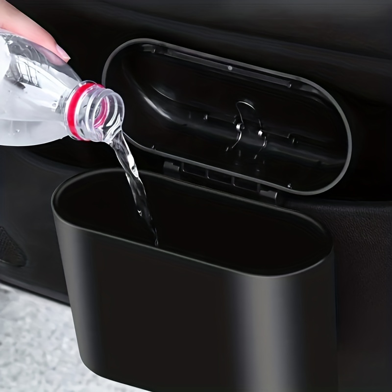 Compact Car Trash Can Mini Car Garbage Bin with Leakproof Lid and Space Saving Car Organizer