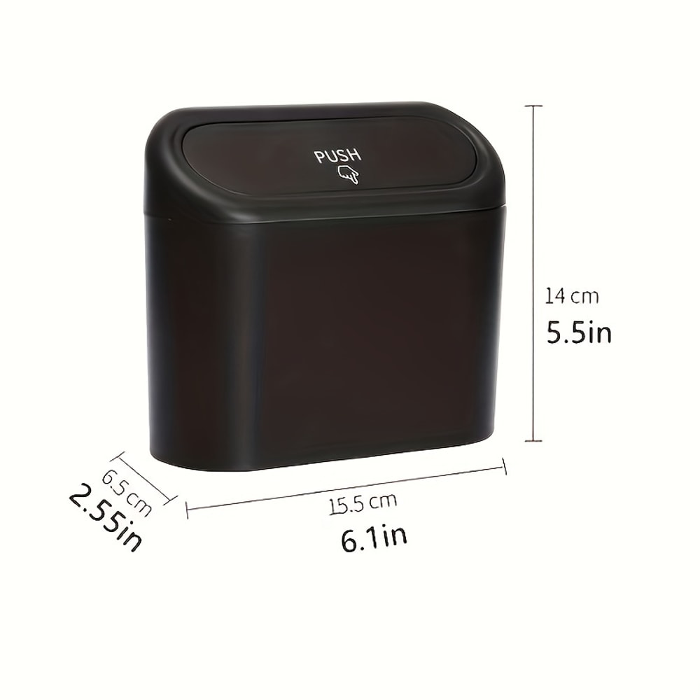 Compact Car Trash Can Mini Car Garbage Bin with Leakproof Lid and Space Saving Car Organizer