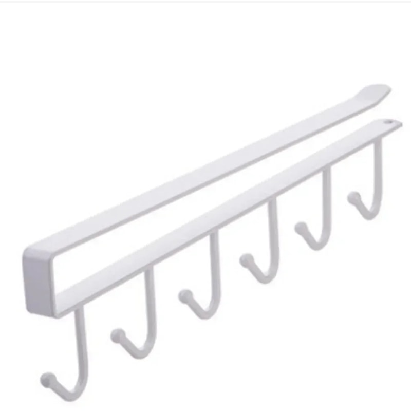 Under Shelf Storage Rack With Metal Hooks Kitchen Cabinet Organizer Wardrobe Storage Solution 3