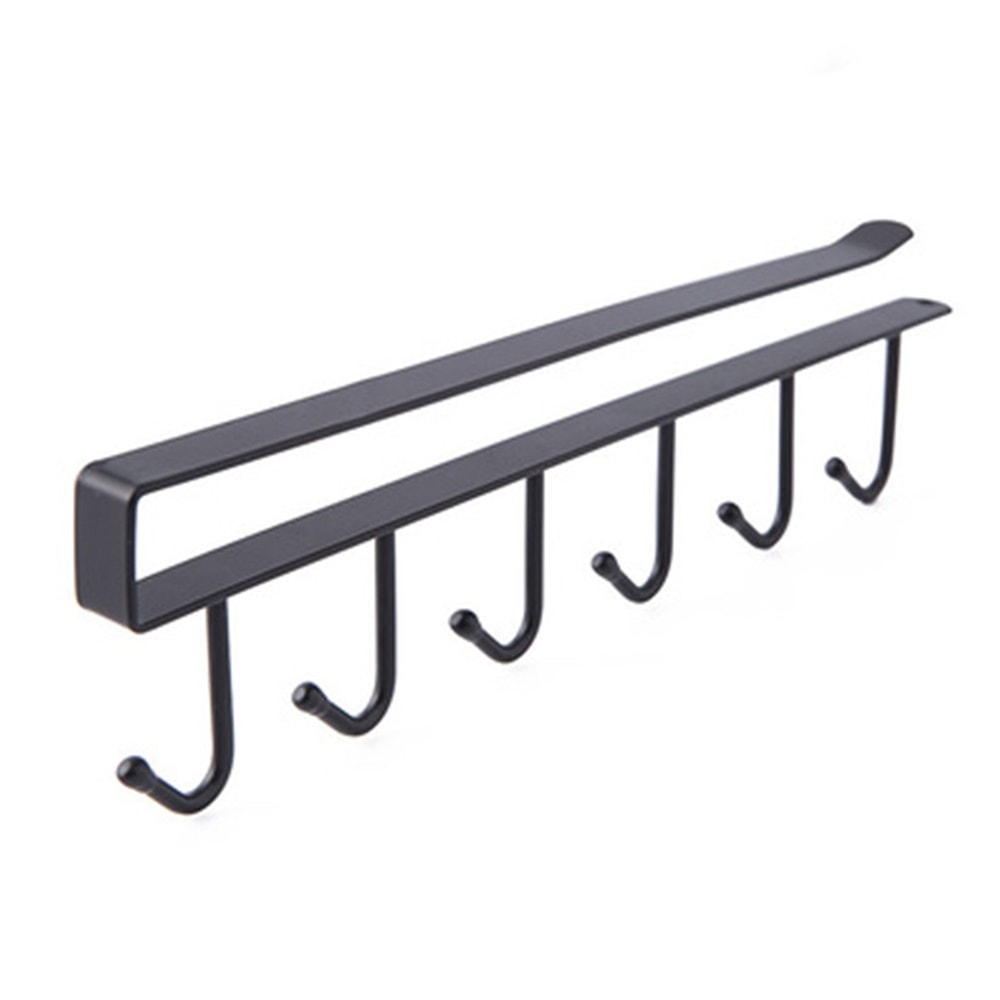 Under Shelf Storage Rack With Metal Hooks Kitchen Cabinet Organizer Wardrobe Storage Solution 5