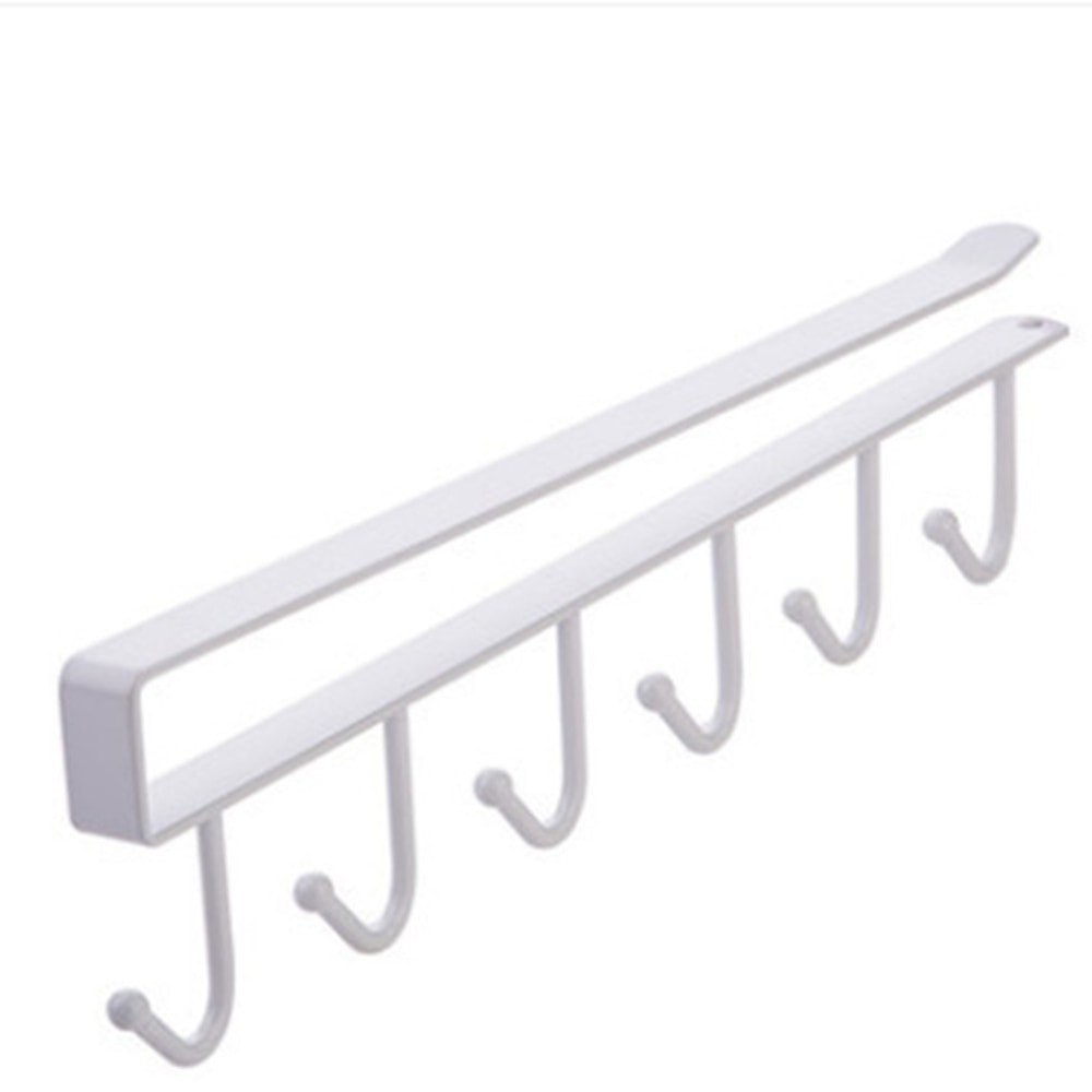 Under Shelf Storage Rack With Metal Hooks Kitchen Cabinet Organizer Wardrobe Storage Solution 6