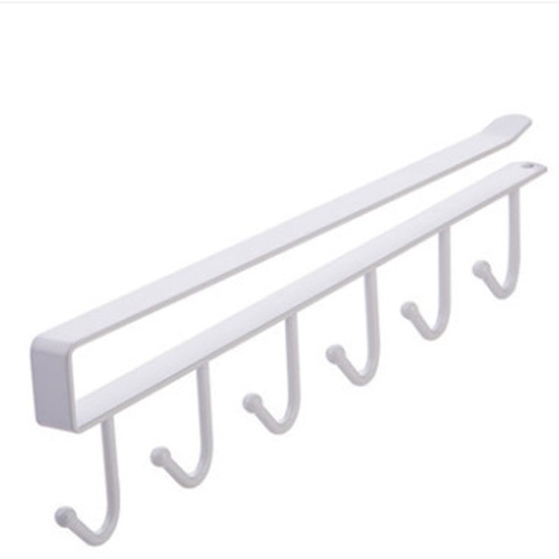 Under Shelf Storage Rack With Metal Hooks Kitchen Cabinet Organizer Wardrobe Storage Solution 6