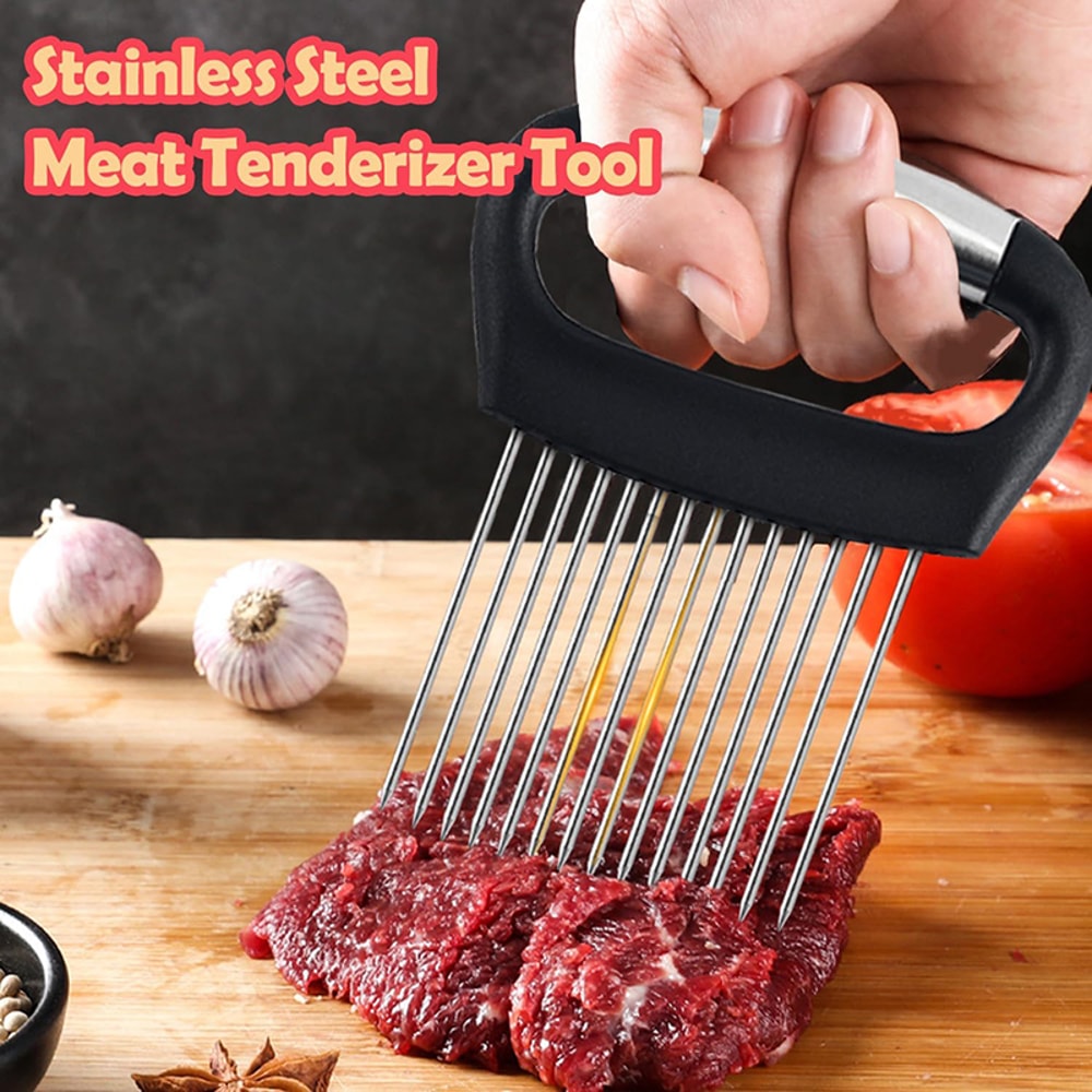 Stainless Steel Onion Cutter Holder Vegetable Slicer, Tomato & Potato Cutting Fork Kitchen Tool