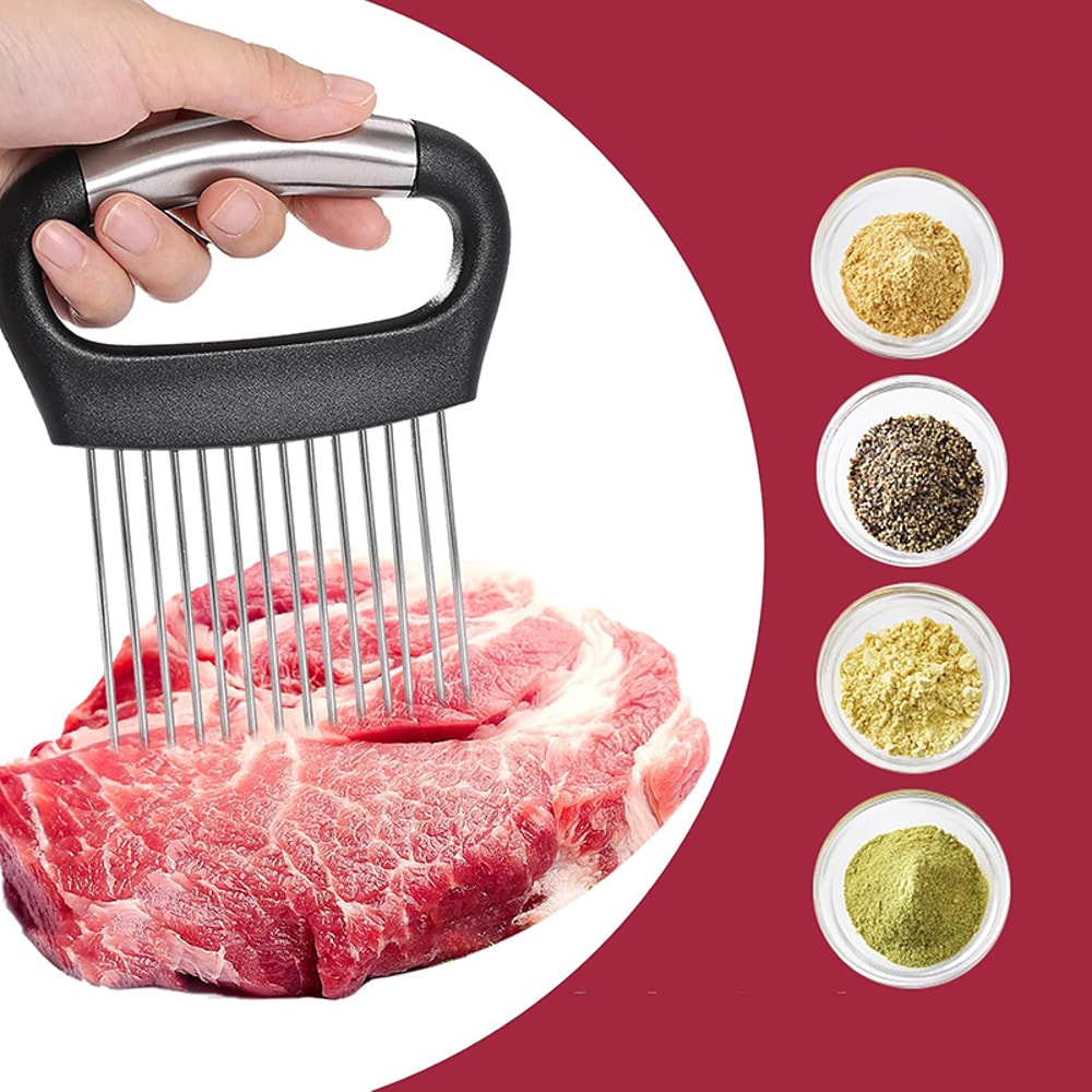 Stainless Steel Onion Cutter Holder Vegetable Slicer, Tomato & Potato Cutting Fork Kitchen Tool