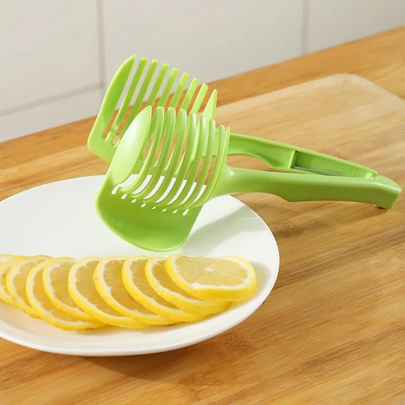 Stainless Steel Fruit Slicer Clip Safe Lemon Slicer Tool & Onion Holder Cutter for Quick Prep