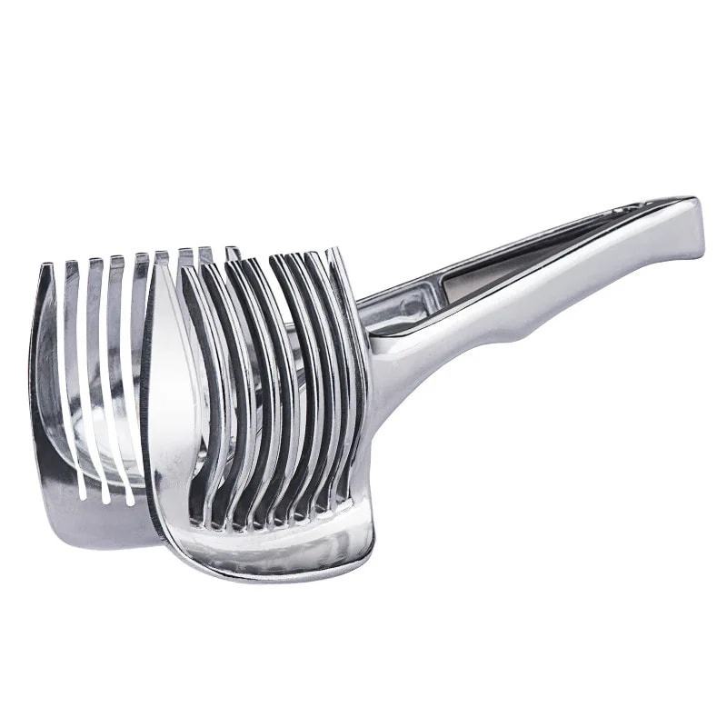 Stainless Steel Fruit Slicer Clip Safe Lemon Slicer Tool & Onion Holder Cutter for Quick Prep