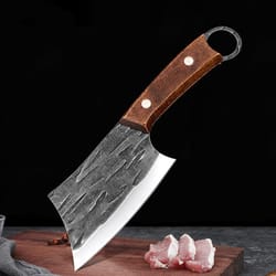 stainless steel meat cleaver & boning chef knife with wood handle