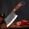 Stainless Steel Meat Cleaver & Boning Chef Knife with Wood Handle