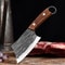 Stainless Steel Meat Cleaver & Boning Chef Knife with Wood Handle