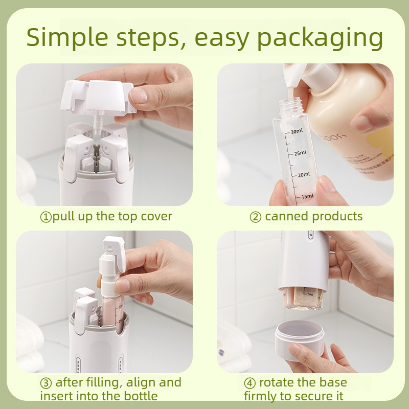 Leak Proof Refillable Travel Toiletry Dispenser Bottle for Shampoo Conditioner Lotion