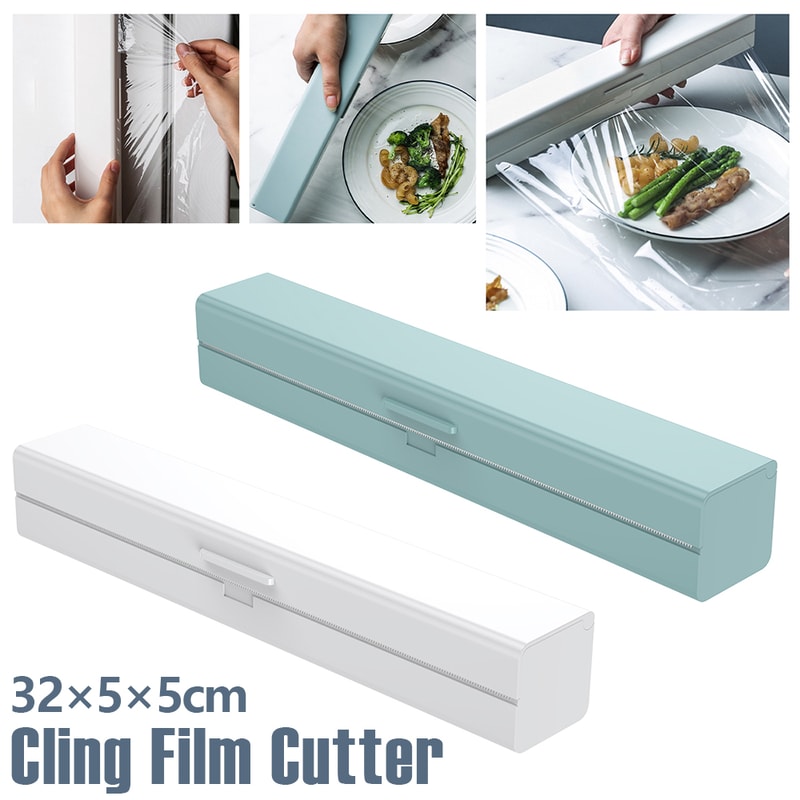 Cling Film Dispenser with Cutter Plastic Wrap & Foil Wrap Cutter Kitchen Storage Tool