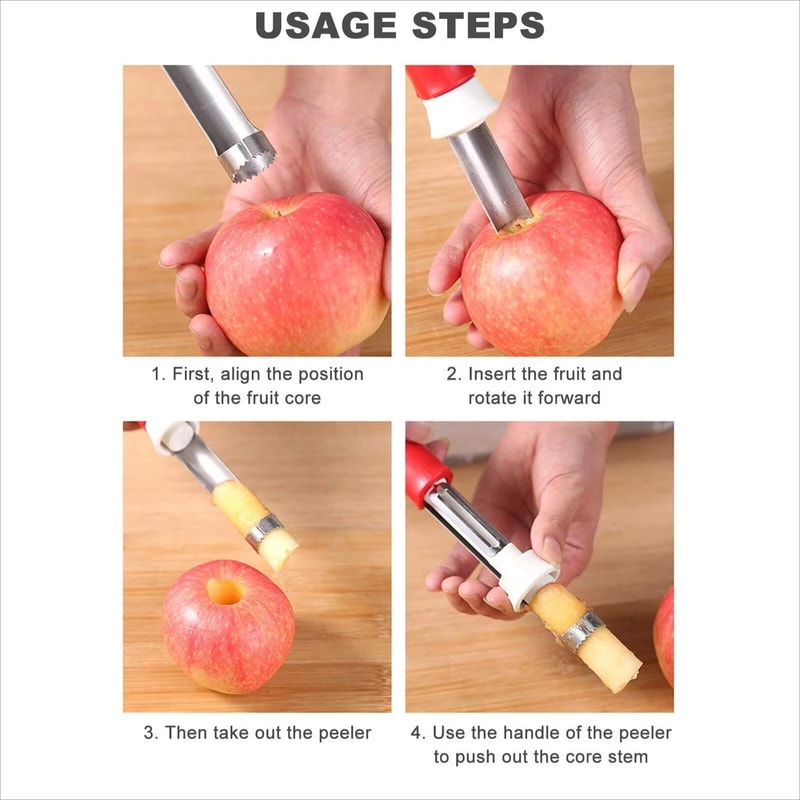 Stainless Steel Apple Corer and Fruit Slicer Kitchen Tool for Easy Fruit Prep