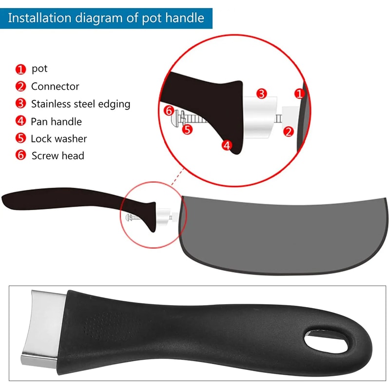 Non Slip Bakelite Pot Handle Replacement for Frying Pan and Saucepan Cookware Grip