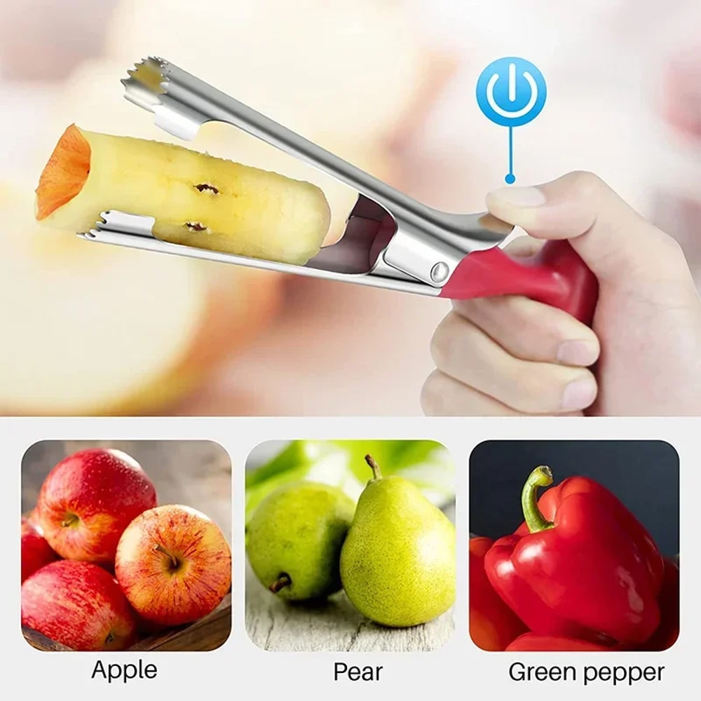 Stainless Steel Apple Corer & Fruit Slicer Easy Core Remover for Apples and Pears Kitchen Tool