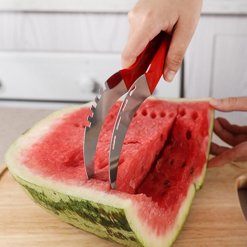 EasyGrip Watermelon Slicer And Stainless Steel Fruit Cutter 4