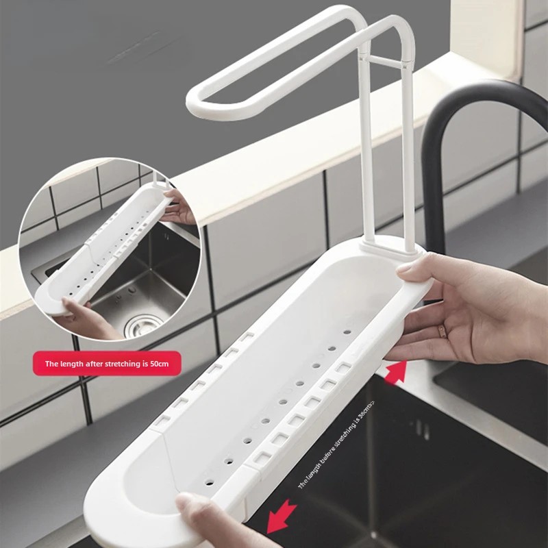 Sink Shelf Organizer Adjustable Drain Rack For Soap Sponge Towels 2