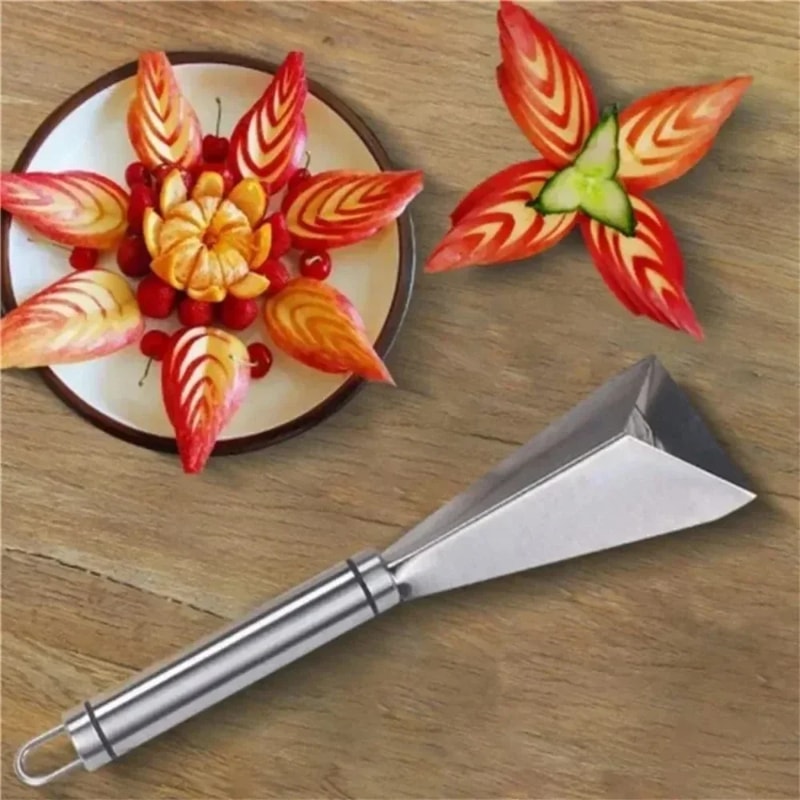 Stainless Steel Triangle Fruit Carving Knife Non slip Vegetable Cutter for Fruit Platter & DIY Decor
