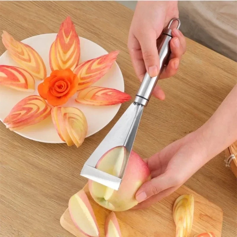Stainless Steel Triangle Fruit Carving Knife Non slip Vegetable Cutter for Fruit Platter & DIY Decor