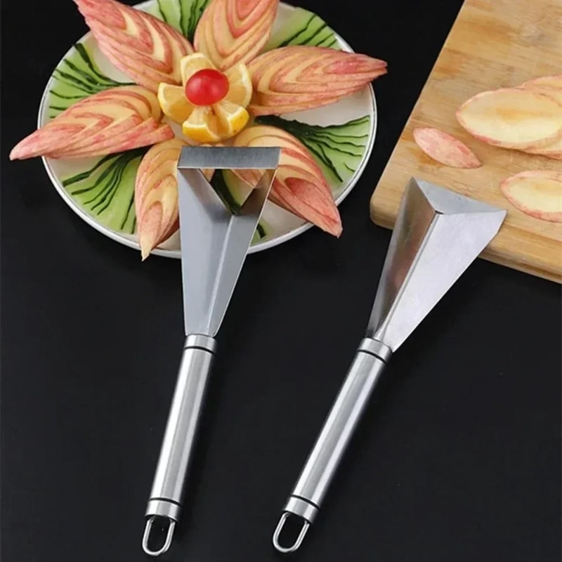 Stainless Steel Triangle Fruit Carving Knife Non slip Vegetable Cutter for Fruit Platter & DIY Decor