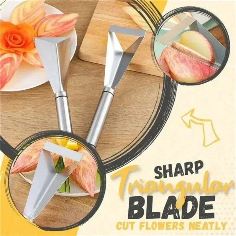 Stainless Steel Triangle Fruit Carving Knife Non slip Vegetable Cutter for Fruit Platter & DIY Decor
