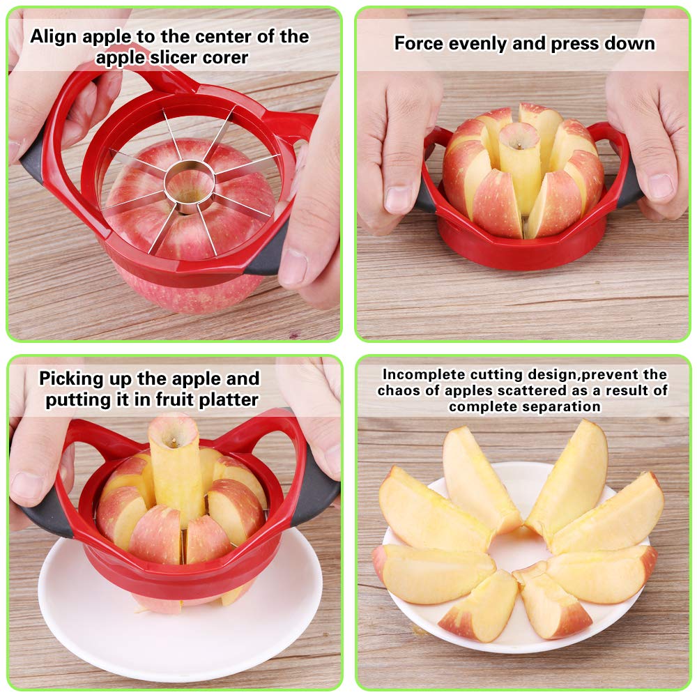 Stainless Steel Apple Slicer and Corer Ultra Sharp Cutter Divider for Perfect Apple Slices Every Time
